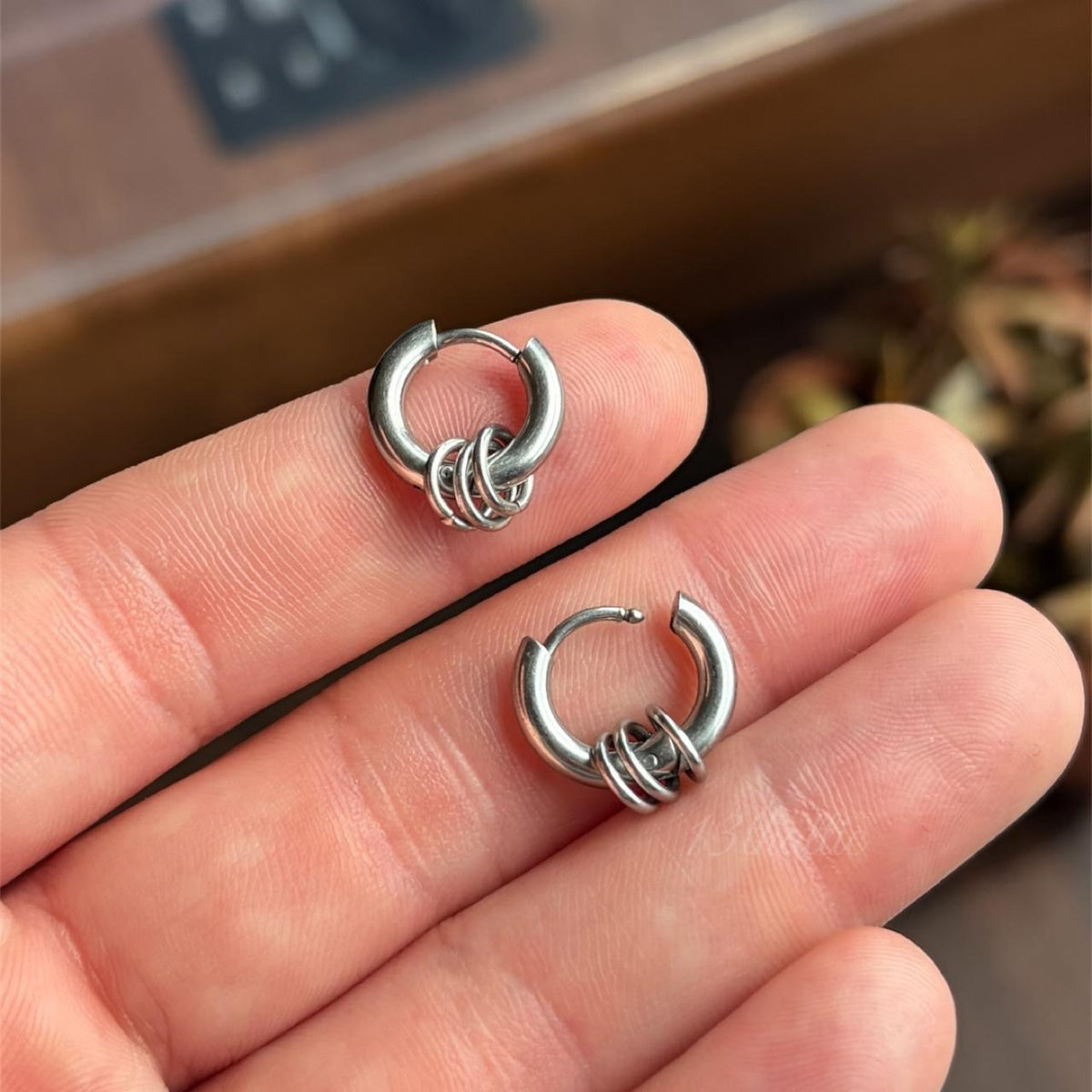 8 MM Triple Hoop Earrings