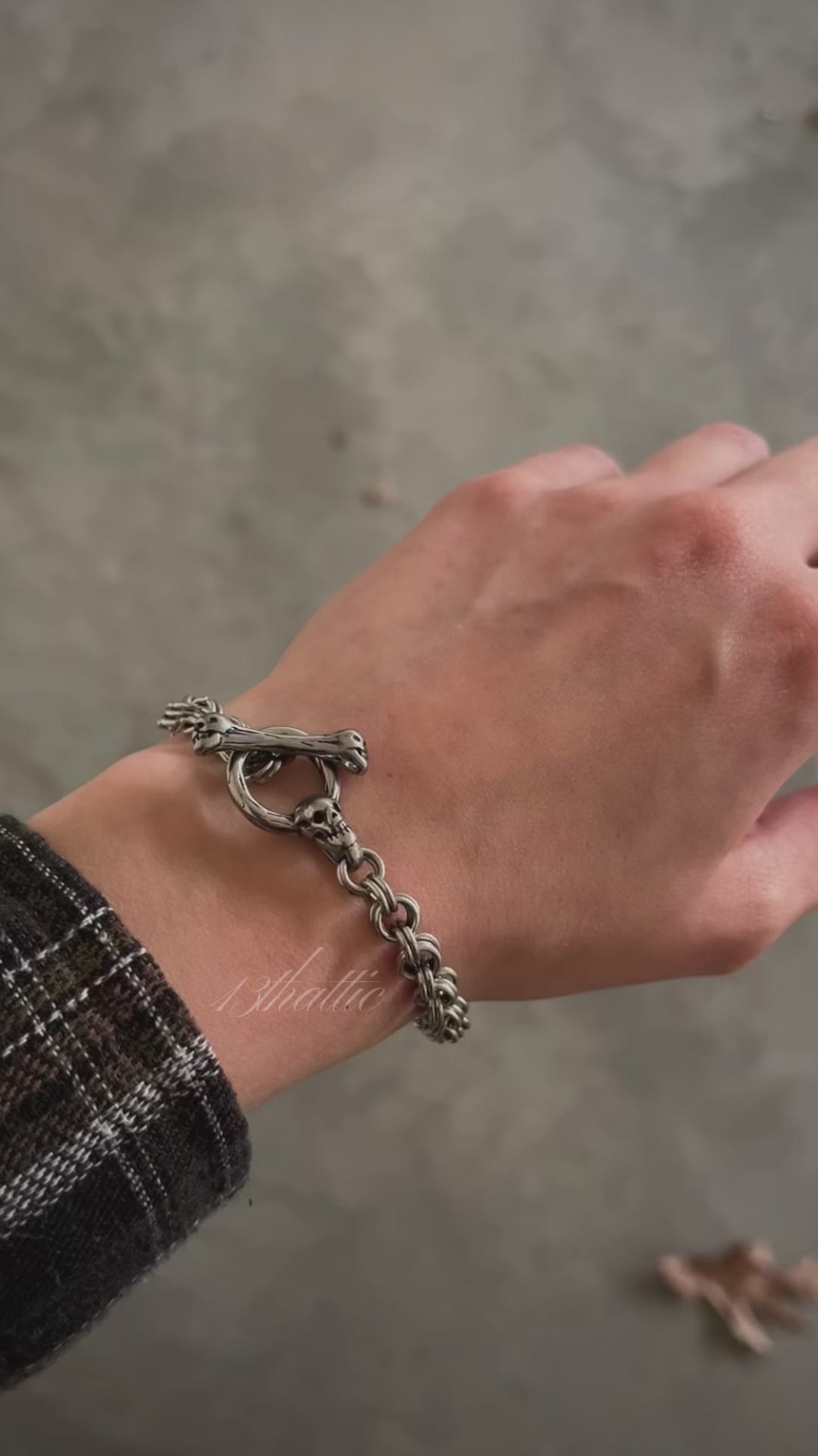Handmade stainless steel chainmaille bracelet with a skull clasp, featuring an intricate weave and polished finish. A bold, edgy accessory perfect for gothic, biker, and alternative fashion.